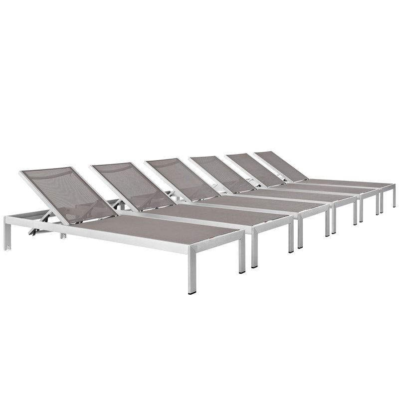 Modway Shore Set of 6 Outdoor Patio Aluminum Chaise - EEI-2474 - EEI-2474 | Outdoor Recliners & Lounge Chairs | Modishstore - 2