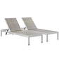 Modway EEI-2477 Shore Set of 2 Outdoor Patio Aluminum Chaise - Silver Gray | Outdoor Recliners & Lounge Chairs | Modishstore-2