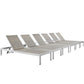 Modway EEI-2479 Shore Set of 6 Outdoor Patio Aluminum Chaise - Silver Gray | Outdoor Recliners & Lounge Chairs | Modishstore-2