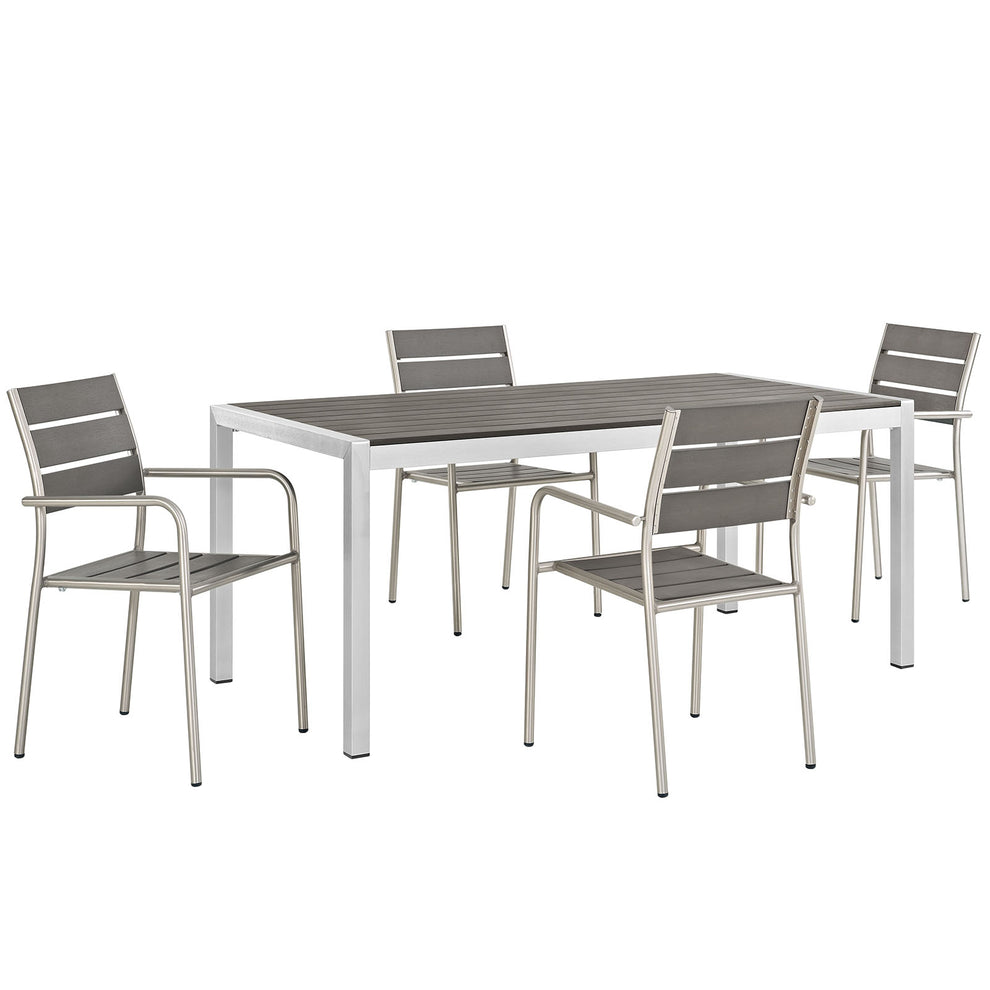 Modway EEI-2481 Shore 5 Piece Outdoor Patio Aluminum Dining Set - Silver Gray - EEI-2481 | Outdoor Dining Sets | Modishstore - 2