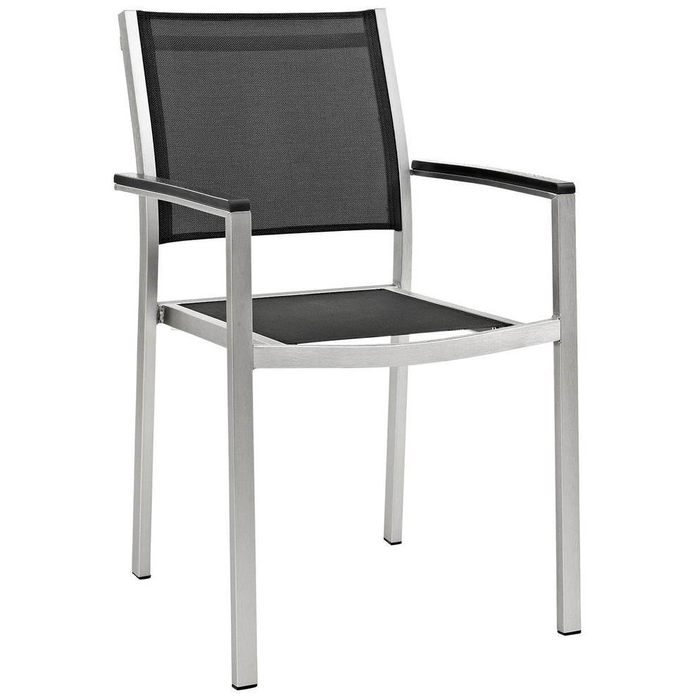 Modway EEI-2483 Shore 5 Piece Outdoor Patio Aluminum Dining Set - Silver Black - EEI-2483 | Outdoor Dining Sets | Modishstore - 5