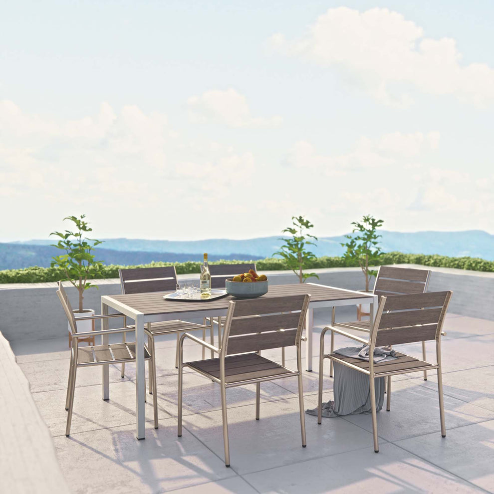 Modway Shore 7 Piece Outdoor Patio Aluminum Dining Set - EEI-2484 | Outdoor Dining Sets | Modishstore - 1