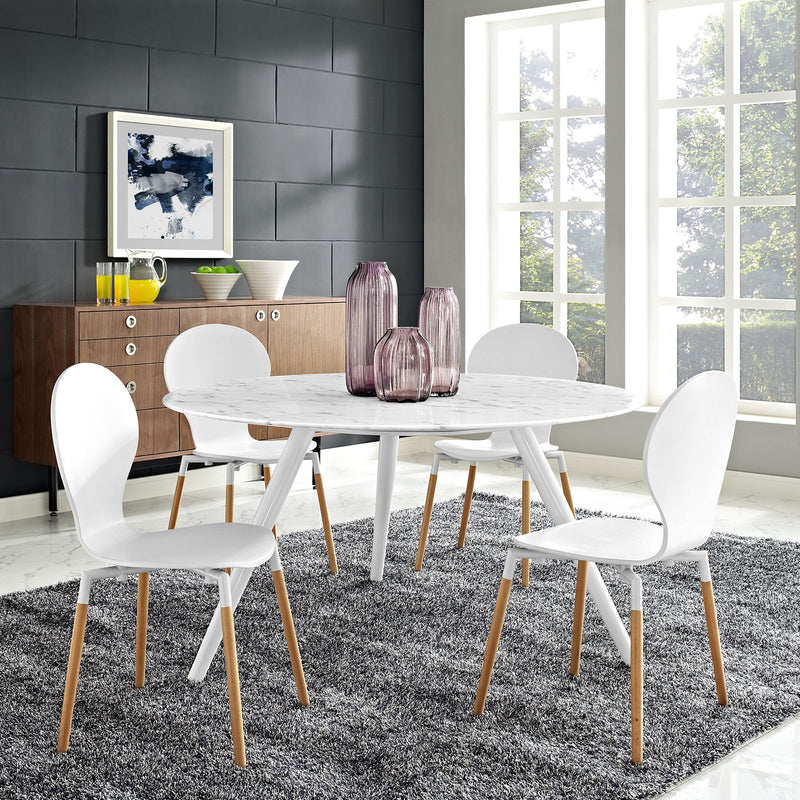Modway Lippa 54" Round Artificial Marble Dining Table with Tripod Base in White - EEI-2526 | Dining Tables | Modishstore - 1