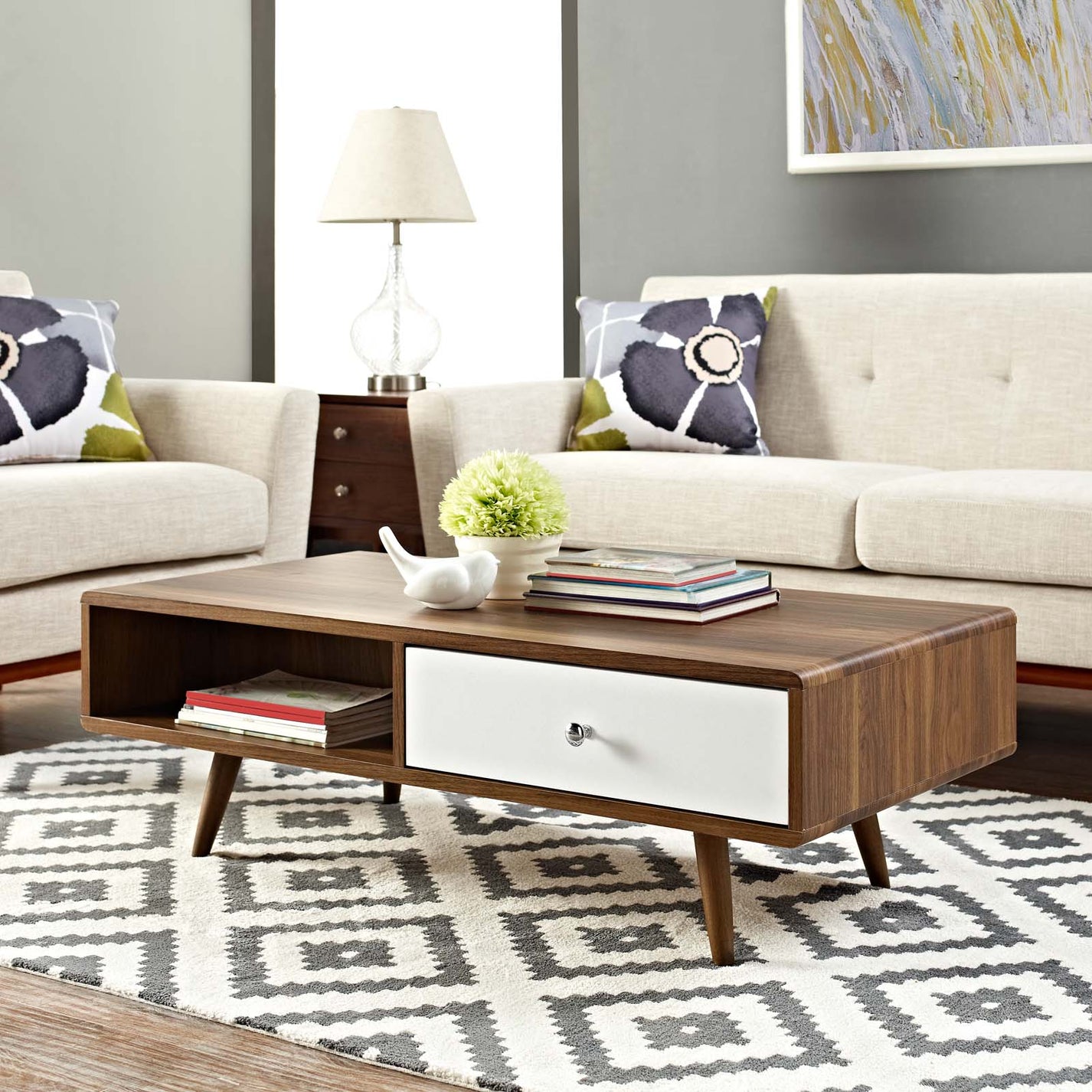 Modway Transmit Coffee Table - EEI-2528 - Walnut White – Modish Store
