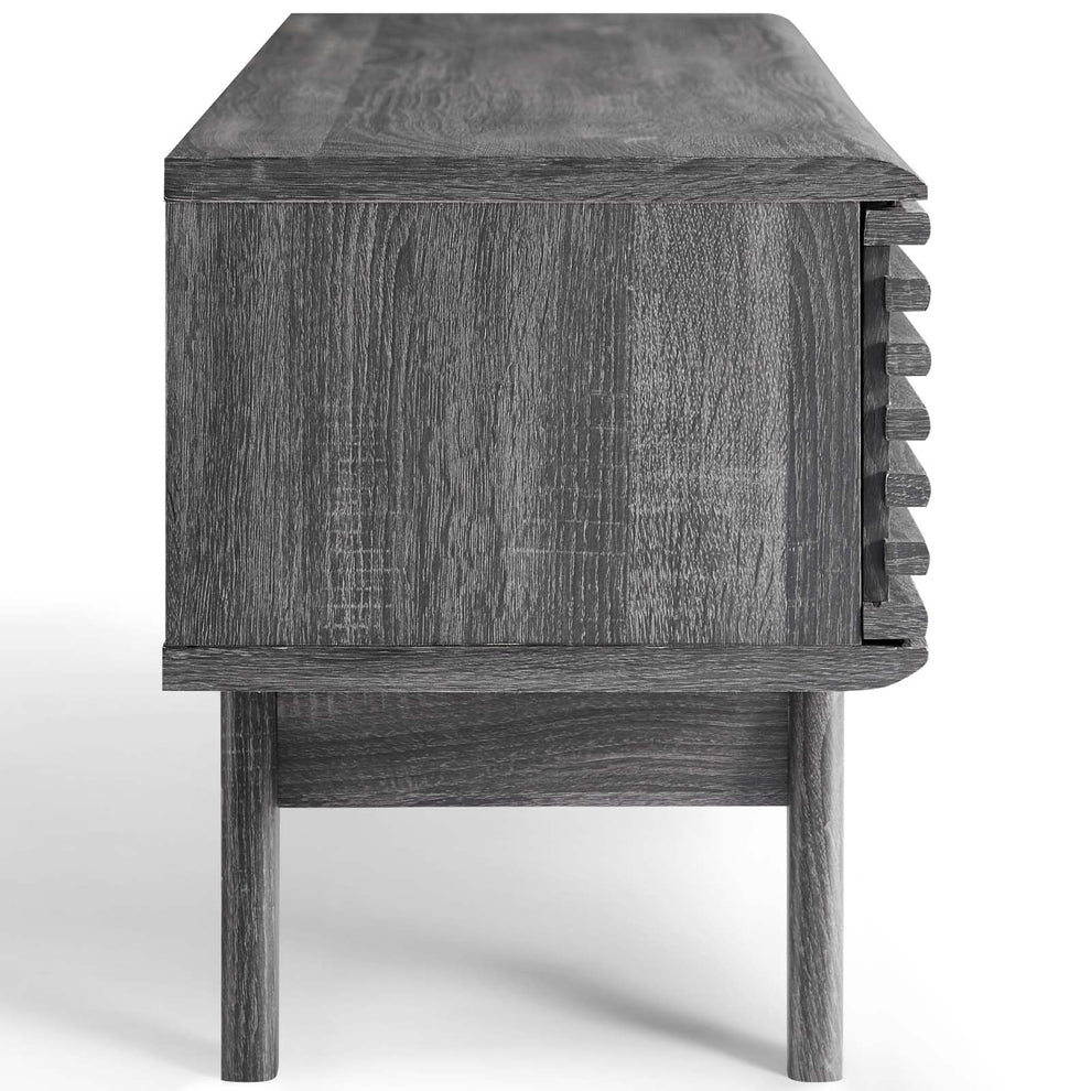 Modway Render 59 TV Stand - EEI-2541 Charcoal color with tempered clear glass  Two Adjustable Storage Shelves  Mid-Century Style 59” TV Stand | TV Stands | Modishstore - 3