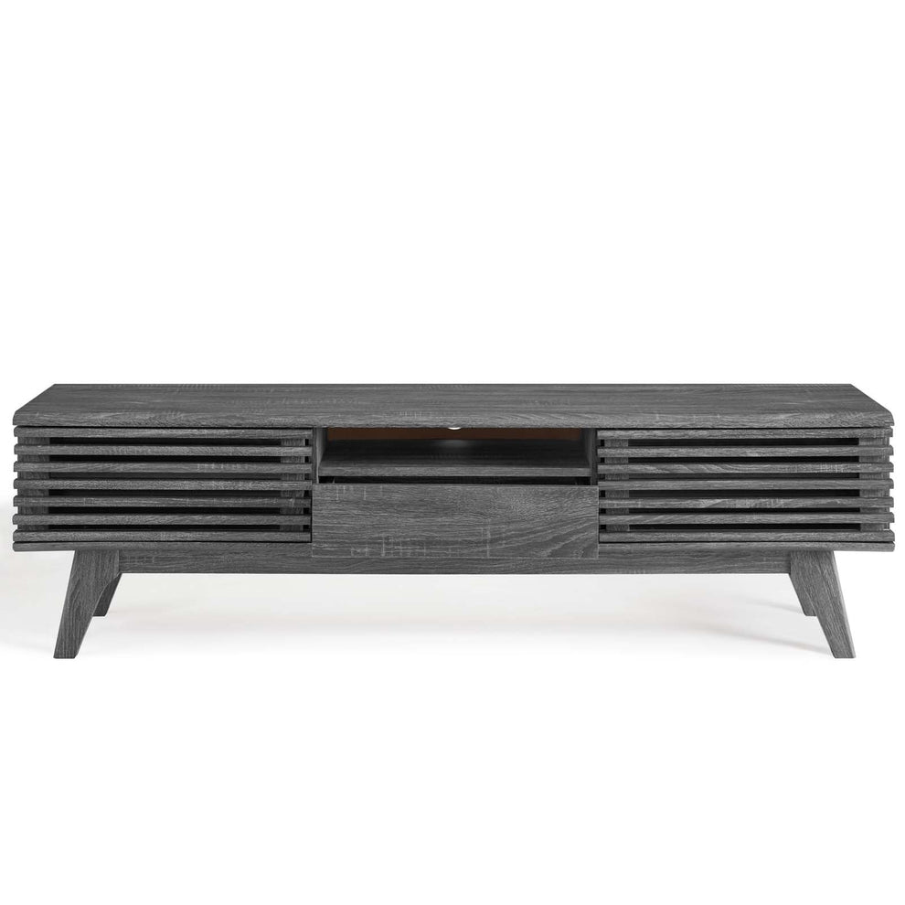Modway Render 59 TV Stand - EEI-2541 Charcoal color with tempered clear glass  Two Adjustable Storage Shelves  Mid-Century Style 59” TV Stand | TV Stands | Modishstore - 6