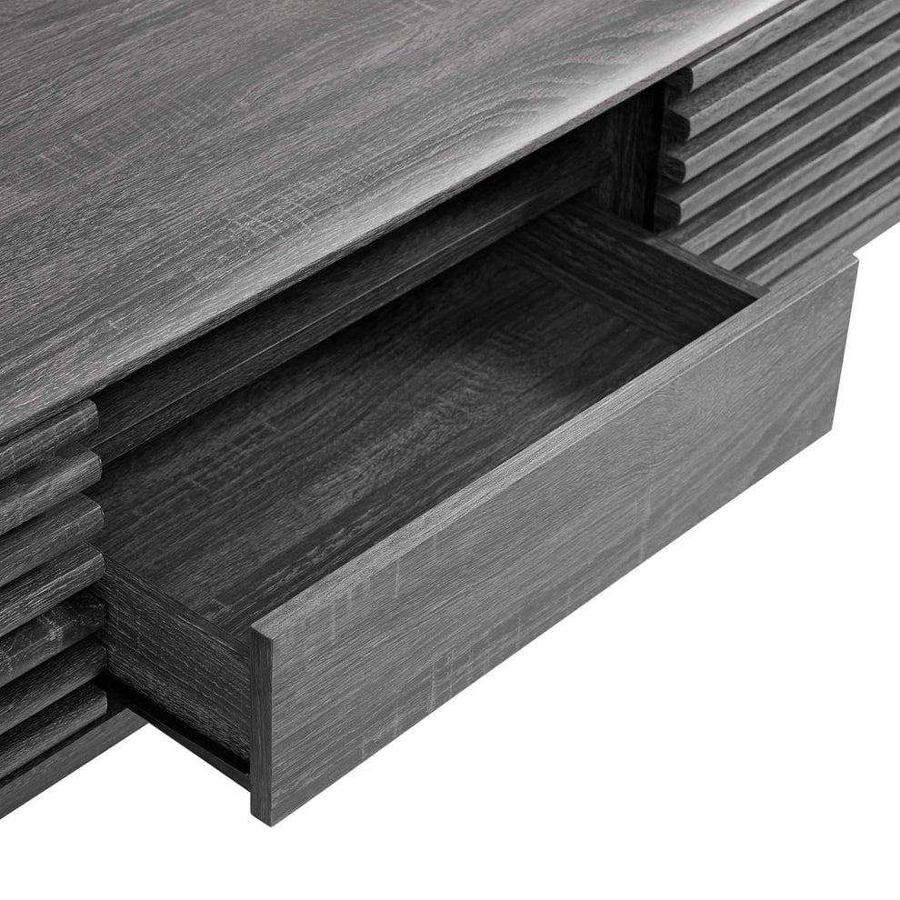 Modway Render 59 TV Stand - EEI-2541 Charcoal color with tempered clear glass  Two Adjustable Storage Shelves  Mid-Century Style 59” TV Stand | TV Stands | Modishstore - 8