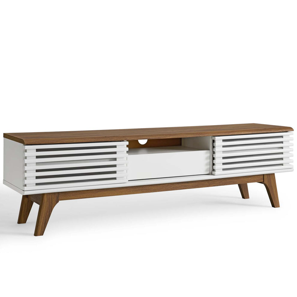 Modway Render 59 TV Stand - EEI-2541 Charcoal color with tempered clear glass  Two Adjustable Storage Shelves  Mid-Century Style 59” TV Stand | TV Stands | Modishstore - 11