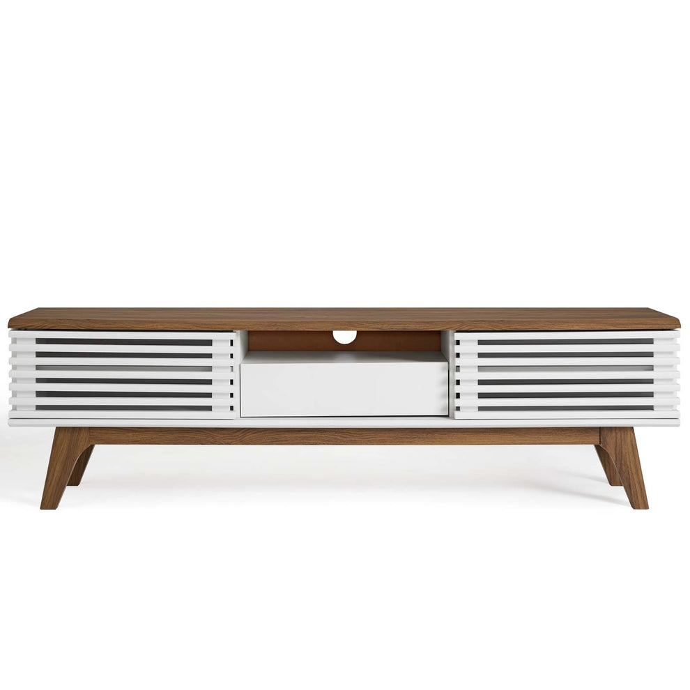 Modway Render 59 TV Stand - EEI-2541 Charcoal color with tempered clear glass  Two Adjustable Storage Shelves  Mid-Century Style 59” TV Stand | TV Stands | Modishstore - 13