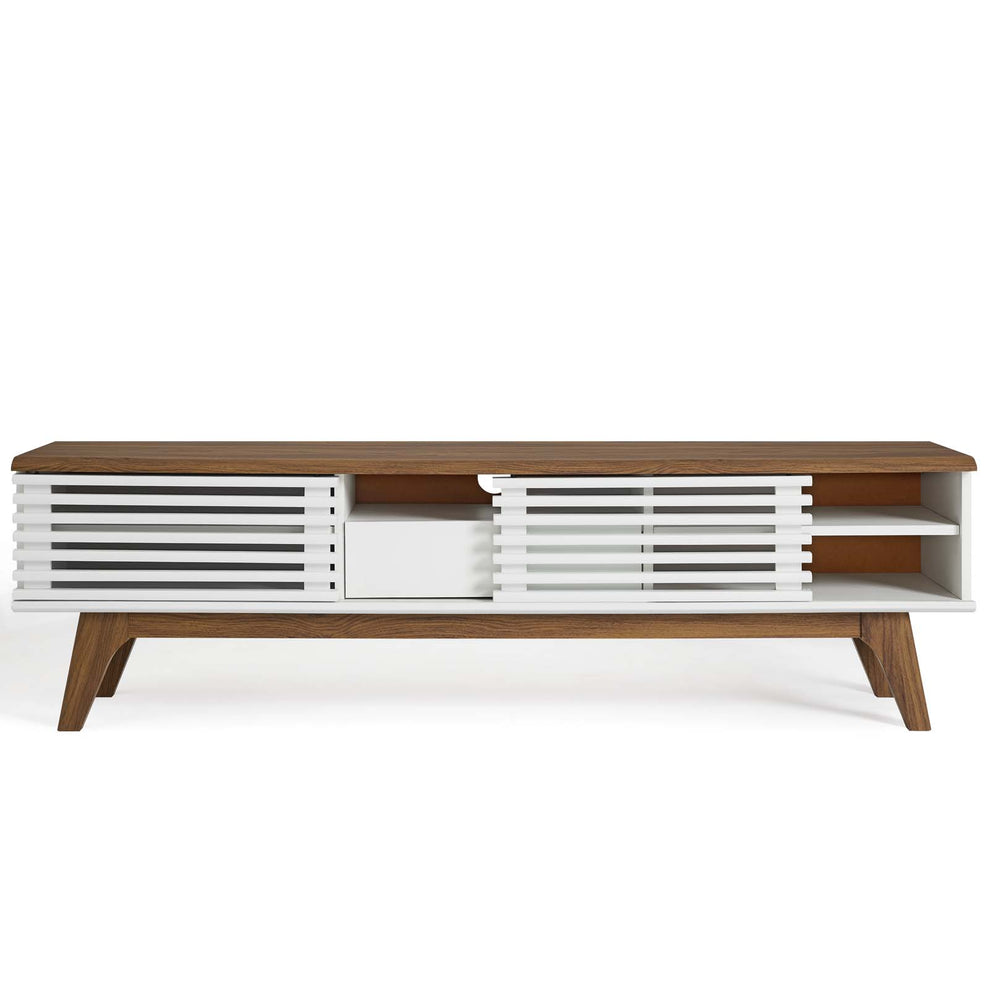 Modway Render 59 TV Stand - EEI-2541 Charcoal color with tempered clear glass  Two Adjustable Storage Shelves  Mid-Century Style 59” TV Stand | TV Stands | Modishstore - 14