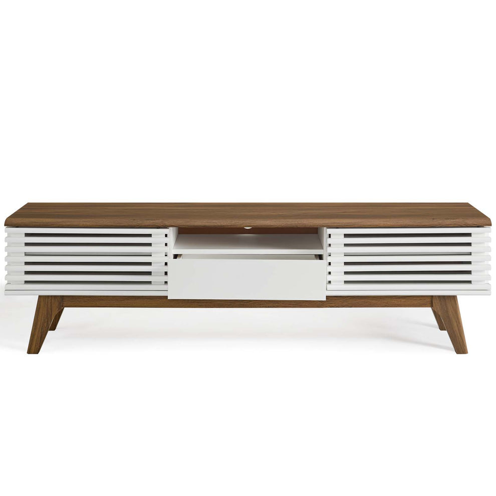 Modway Render 59 TV Stand - EEI-2541 Charcoal color with tempered clear glass  Two Adjustable Storage Shelves  Mid-Century Style 59” TV Stand | TV Stands | Modishstore - 15