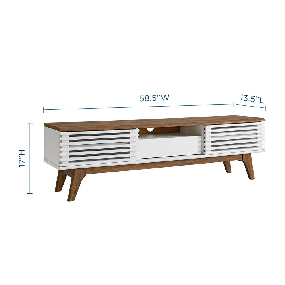 Modway Render 59 TV Stand - EEI-2541 Charcoal color with tempered clear glass  Two Adjustable Storage Shelves  Mid-Century Style 59” TV Stand | TV Stands | Modishstore - 16