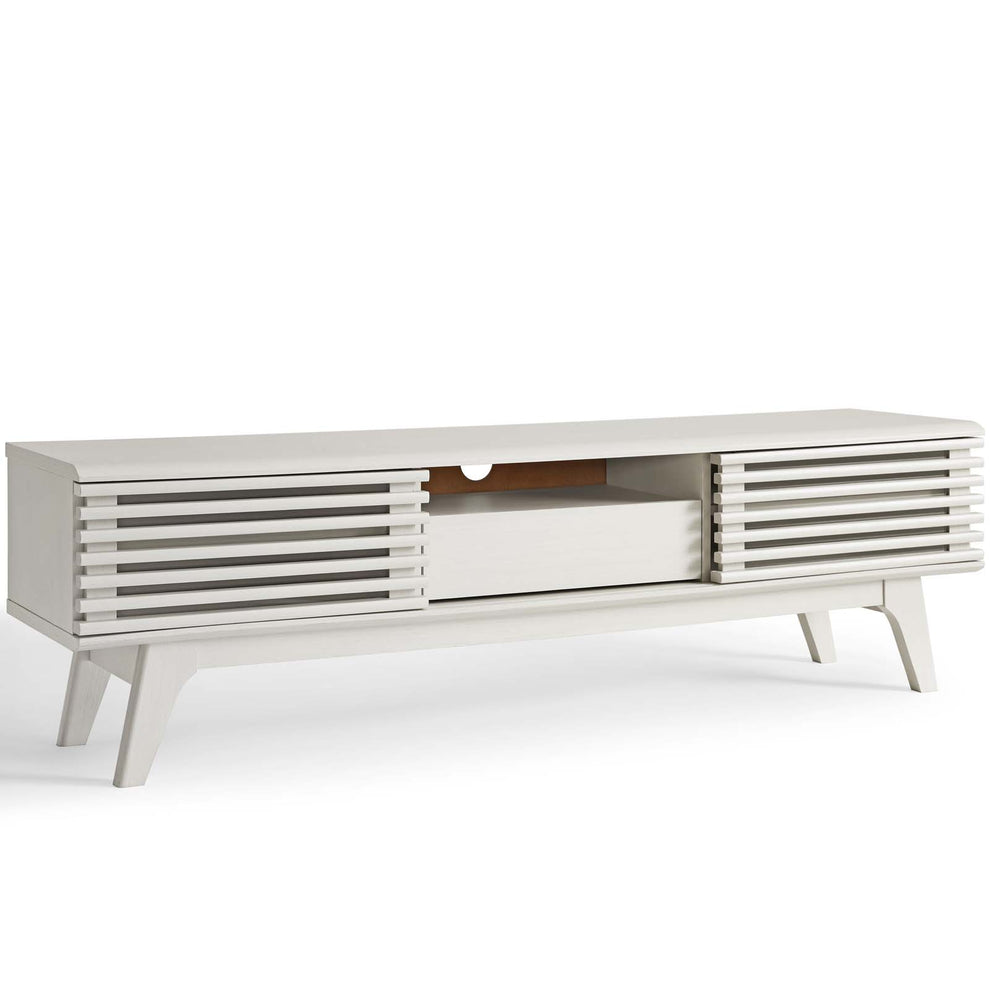 Modway Render 59 TV Stand - EEI-2541 Charcoal color with tempered clear glass  Two Adjustable Storage Shelves  Mid-Century Style 59” TV Stand | TV Stands | Modishstore - 20