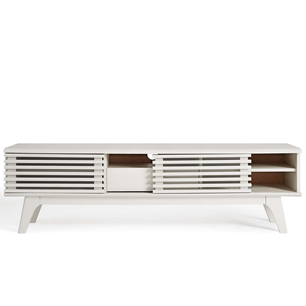 Modway Render 59 TV Stand - EEI-2541 Charcoal color with tempered clear glass  Two Adjustable Storage Shelves  Mid-Century Style 59” TV Stand | TV Stands | Modishstore - 23