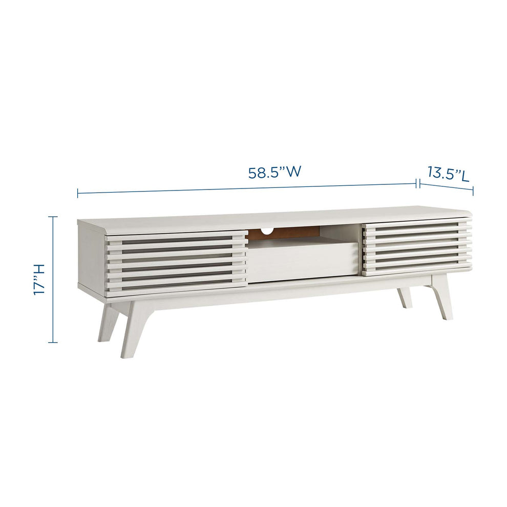 Modway Render 59 TV Stand - EEI-2541 Charcoal color with tempered clear glass  Two Adjustable Storage Shelves  Mid-Century Style 59” TV Stand | TV Stands | Modishstore - 25