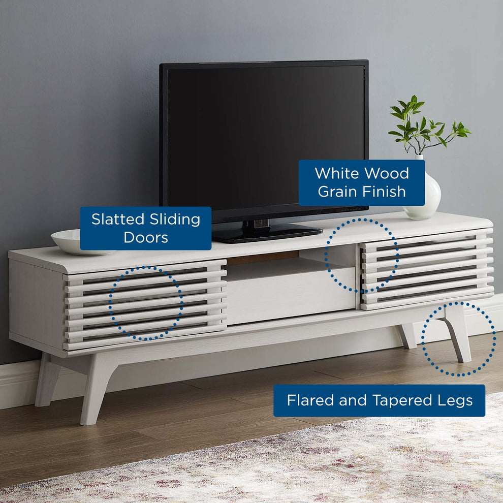 Modway Render 59 TV Stand - EEI-2541 Charcoal color with tempered clear glass  Two Adjustable Storage Shelves  Mid-Century Style 59” TV Stand | TV Stands | Modishstore - 19