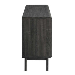 Modway Render Display Stand In Walnut - Mid-Century TV Console With Sliding Doors & Storage Shelves