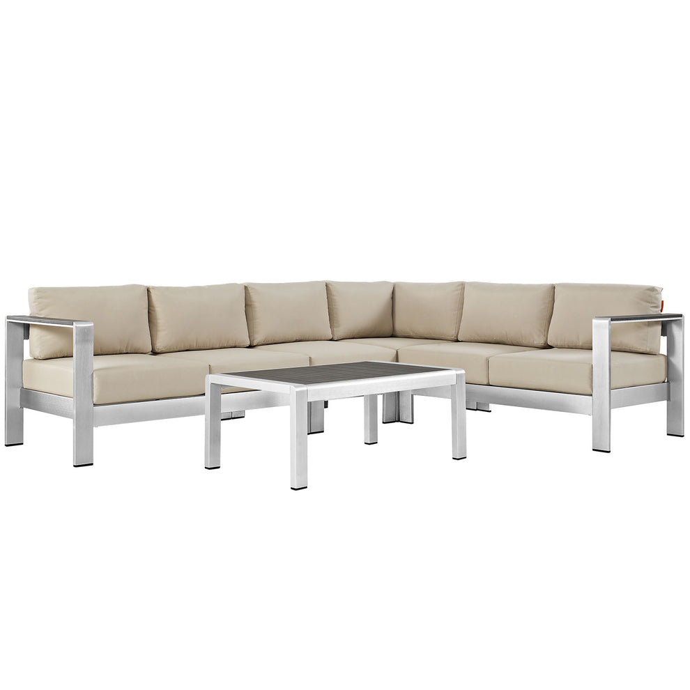 Modway EEI-2557 Shore 5 Piece Outdoor Patio Aluminum Sectional Sofa Set - EEI-2557 | Outdoor Sofas, Loveseats & Sectionals | Modishstore - 4