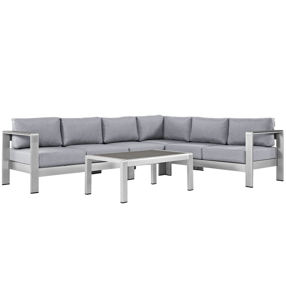 Modway EEI-2557 Shore 5 Piece Outdoor Patio Aluminum Sectional Sofa Set - EEI-2557 | Outdoor Sofas, Loveseats & Sectionals | Modishstore - 3