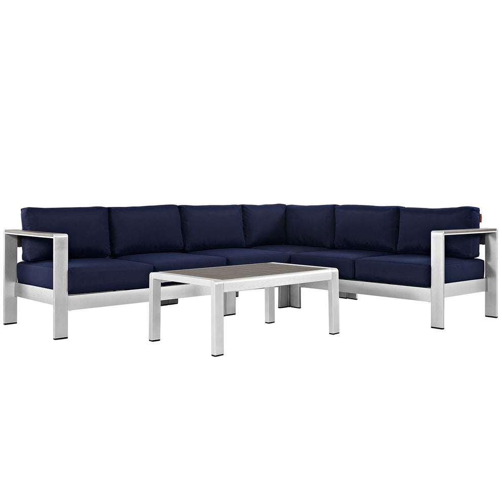Modway EEI-2557 Shore 5 Piece Outdoor Patio Aluminum Sectional Sofa Set - EEI-2557 | Outdoor Sofas, Loveseats & Sectionals | Modishstore - 2