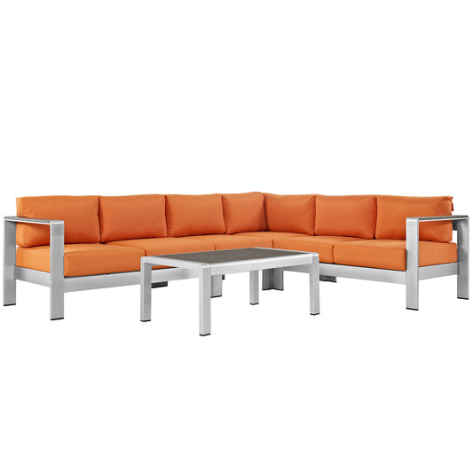 Modway EEI-2557 Shore 5 Piece Outdoor Patio Aluminum Sectional Sofa Set | Outdoor Sofas, Loveseats & Sectionals | Modishstore-28