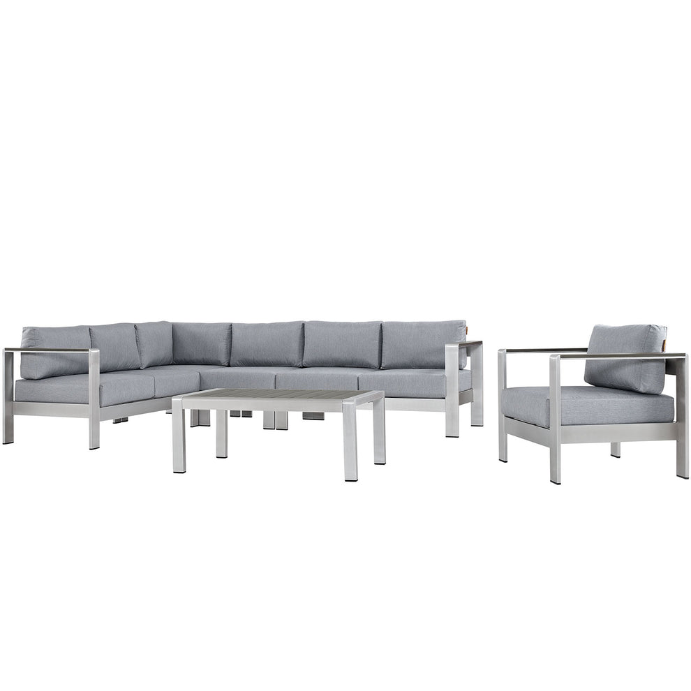 Modway EEI-2558 Shore 6 Piece Outdoor Patio Aluminum Sectional Sofa Set - EEI-2558 | Outdoor Sofas, Loveseats & Sectionals | Modishstore - 3