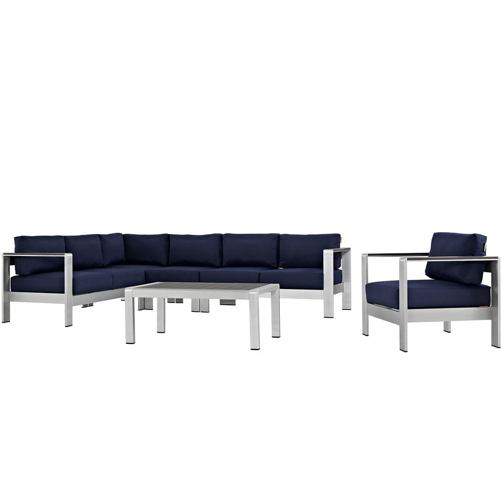Modway EEI-2558 Shore 6 Piece Outdoor Patio Aluminum Sectional Sofa Set - EEI-2558 | Outdoor Sofas, Loveseats & Sectionals | Modishstore - 2