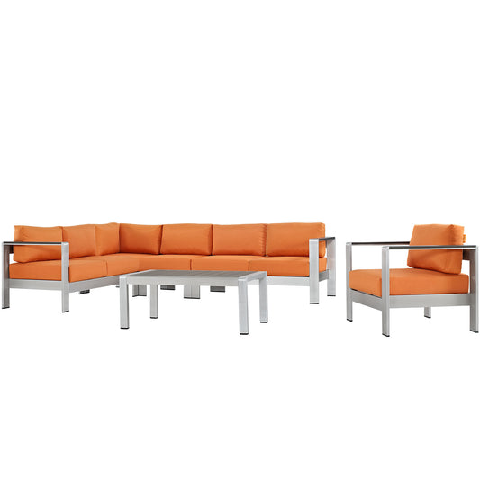 Modway EEI-2558 Shore 6 Piece Outdoor Patio Aluminum Sectional Sofa Set | Outdoor Sofas, Loveseats & Sectionals | Modishstore-32