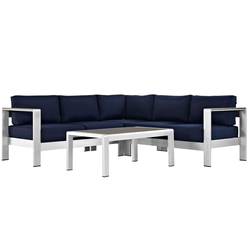 Modway EEI-2559 Shore 4 Piece Outdoor Patio Aluminum Sectional Sofa Set - EEI-2559 | Outdoor Sofas, Loveseats & Sectionals | Modishstore - 2