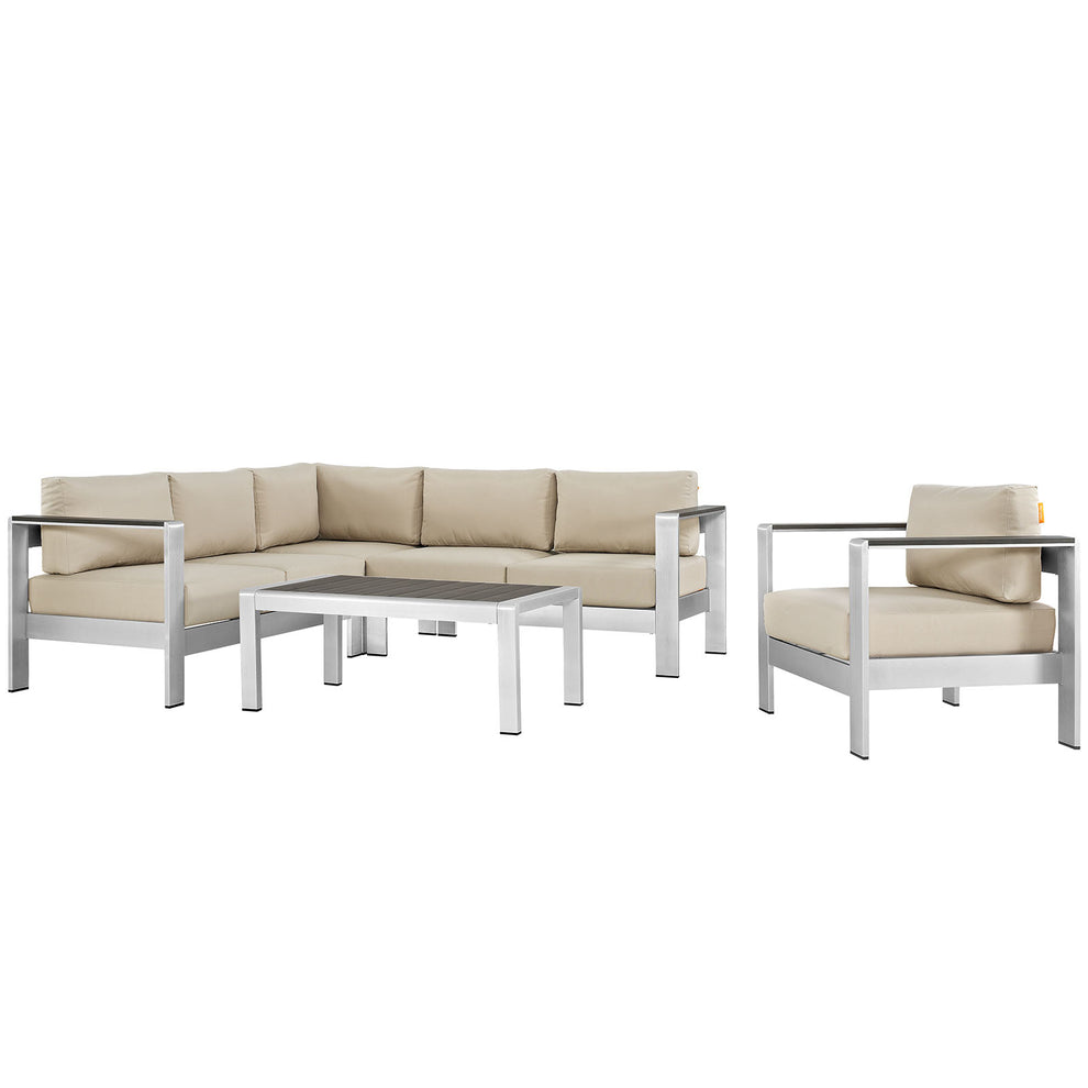 Modway EEI-2560 Shore 5 Piece Outdoor Patio Aluminum Sectional Sofa Set - EEI-2560 | Outdoor Sofas, Loveseats & Sectionals | Modishstore - 4