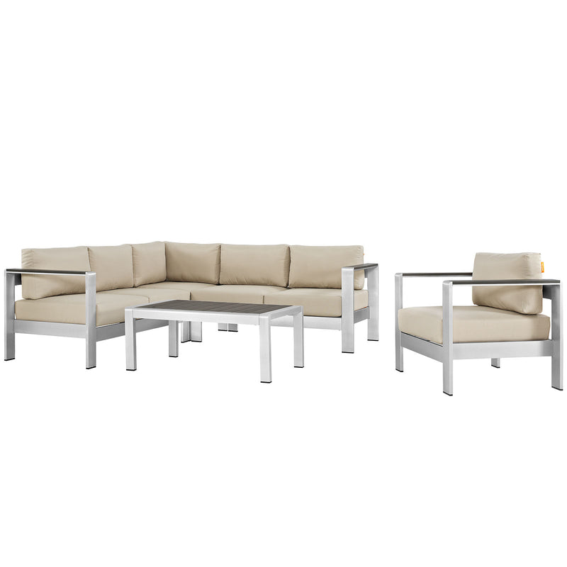 Modway EEI-2560 Shore 5 Piece Outdoor Patio Aluminum Sectional Sofa Set | Outdoor Sofas, Loveseats & Sectionals | Modishstore-32