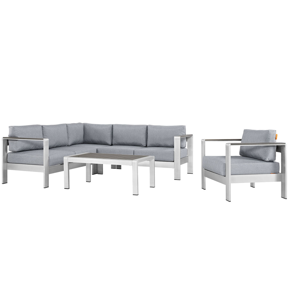 Modway EEI-2560 Shore 5 Piece Outdoor Patio Aluminum Sectional Sofa Set - EEI-2560 | Outdoor Sofas, Loveseats & Sectionals | Modishstore - 3