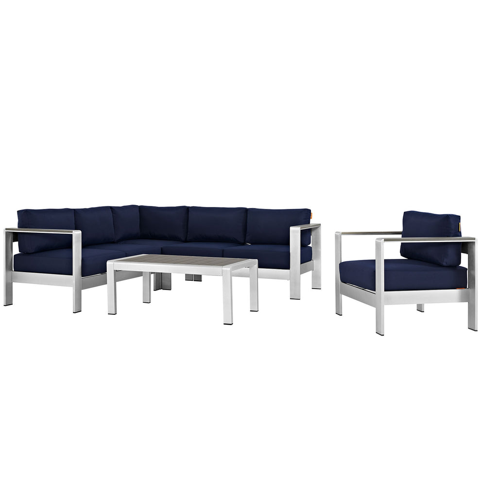 Modway EEI-2560 Shore 5 Piece Outdoor Patio Aluminum Sectional Sofa Set - EEI-2560 | Outdoor Sofas, Loveseats & Sectionals | Modishstore - 2