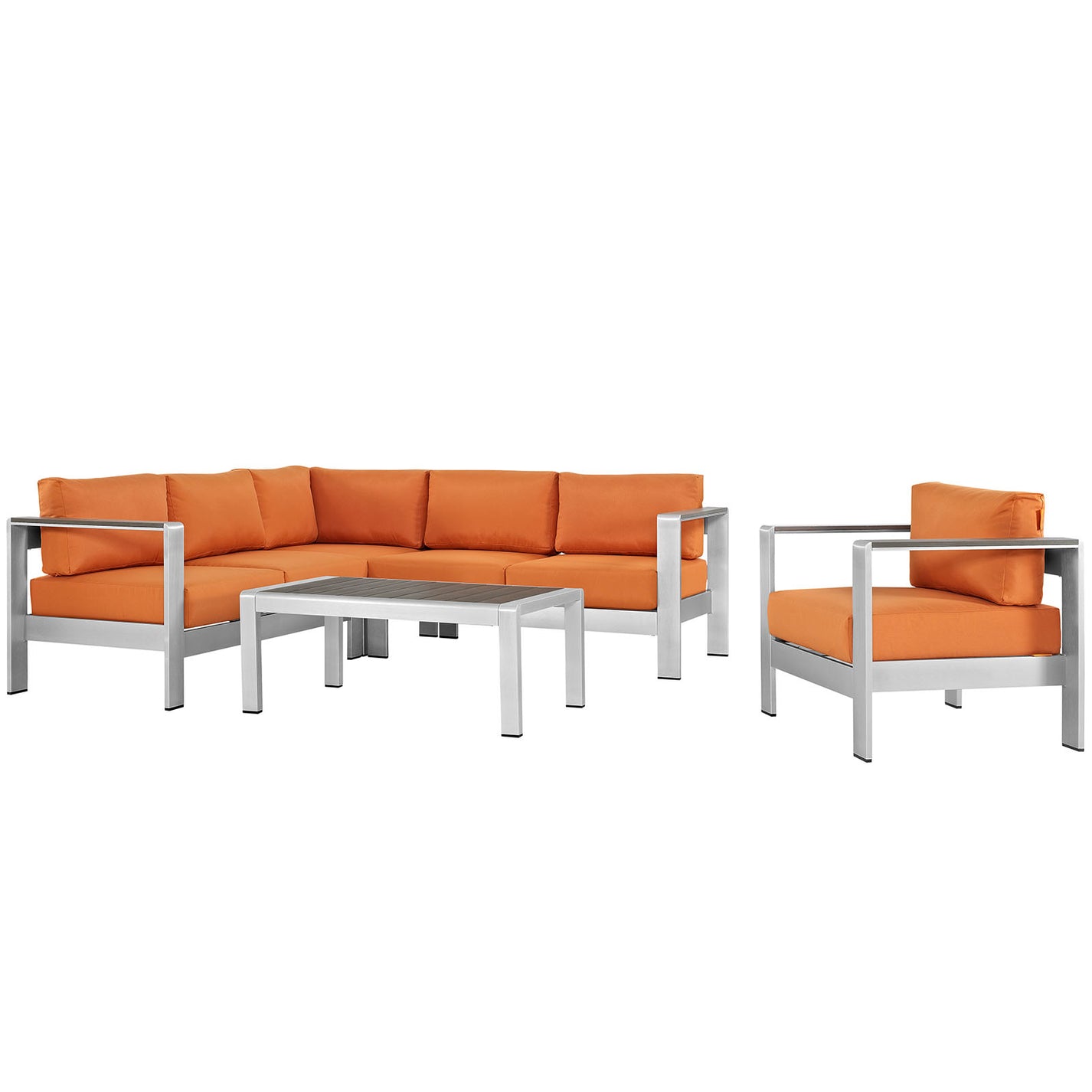 Modway EEI2560 Shore 5 Piece Outdoor Patio Aluminum Sectional Sofa Se