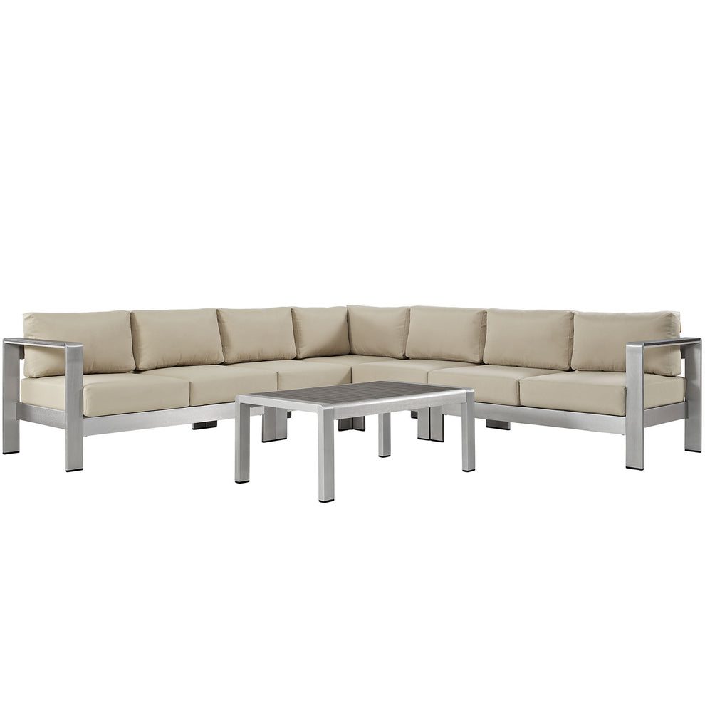 Modway EEI-2561 Shore 6 Piece Outdoor Patio Aluminum Sectional Sofa Set - EEI-2561 | Outdoor Sofas, Loveseats & Sectionals | Modishstore - 4