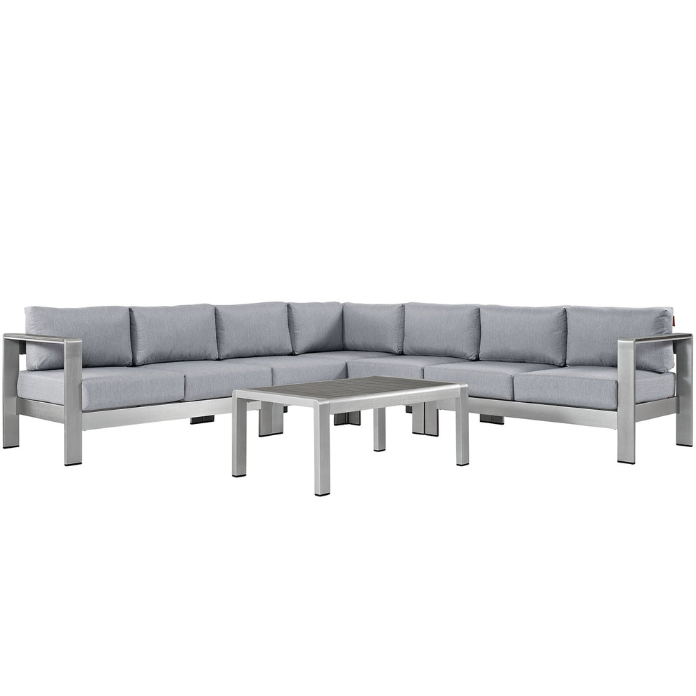 Modway EEI-2561 Shore 6 Piece Outdoor Patio Aluminum Sectional Sofa Set - EEI-2561 | Outdoor Sofas, Loveseats & Sectionals | Modishstore - 3
