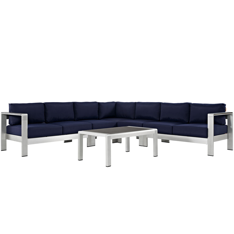 Modway EEI-2561 Shore 6 Piece Outdoor Patio Aluminum Sectional Sofa Set - EEI-2561 | Outdoor Sofas, Loveseats & Sectionals | Modishstore - 2