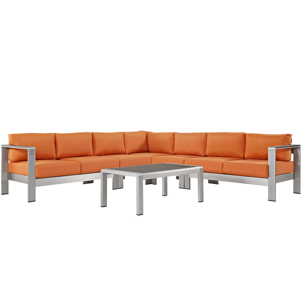 Modway EEI-2561 Shore 6 Piece Outdoor Patio Aluminum Sectional Sofa Set - EEI-2561 | Outdoor Sofas, Loveseats & Sectionals | Modishstore - 1