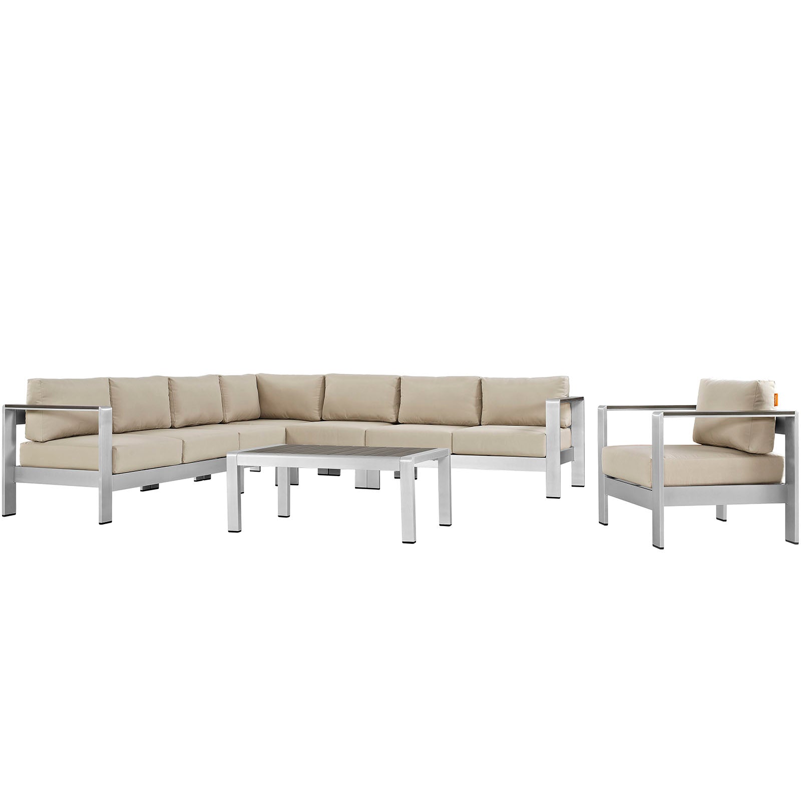 Modway Shore 7 Piece Outdoor Patio Aluminum Sectional Sofa Set | Outdoor Sofas, Loveseats & Sectionals | Modishstore-35