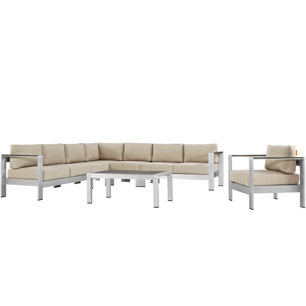 Modway Shore 7 Piece Outdoor Patio Aluminum Sectional Sofa Set - EEI-2562 | Outdoor Sofas, Loveseats & Sectionals | Modishstore - 4