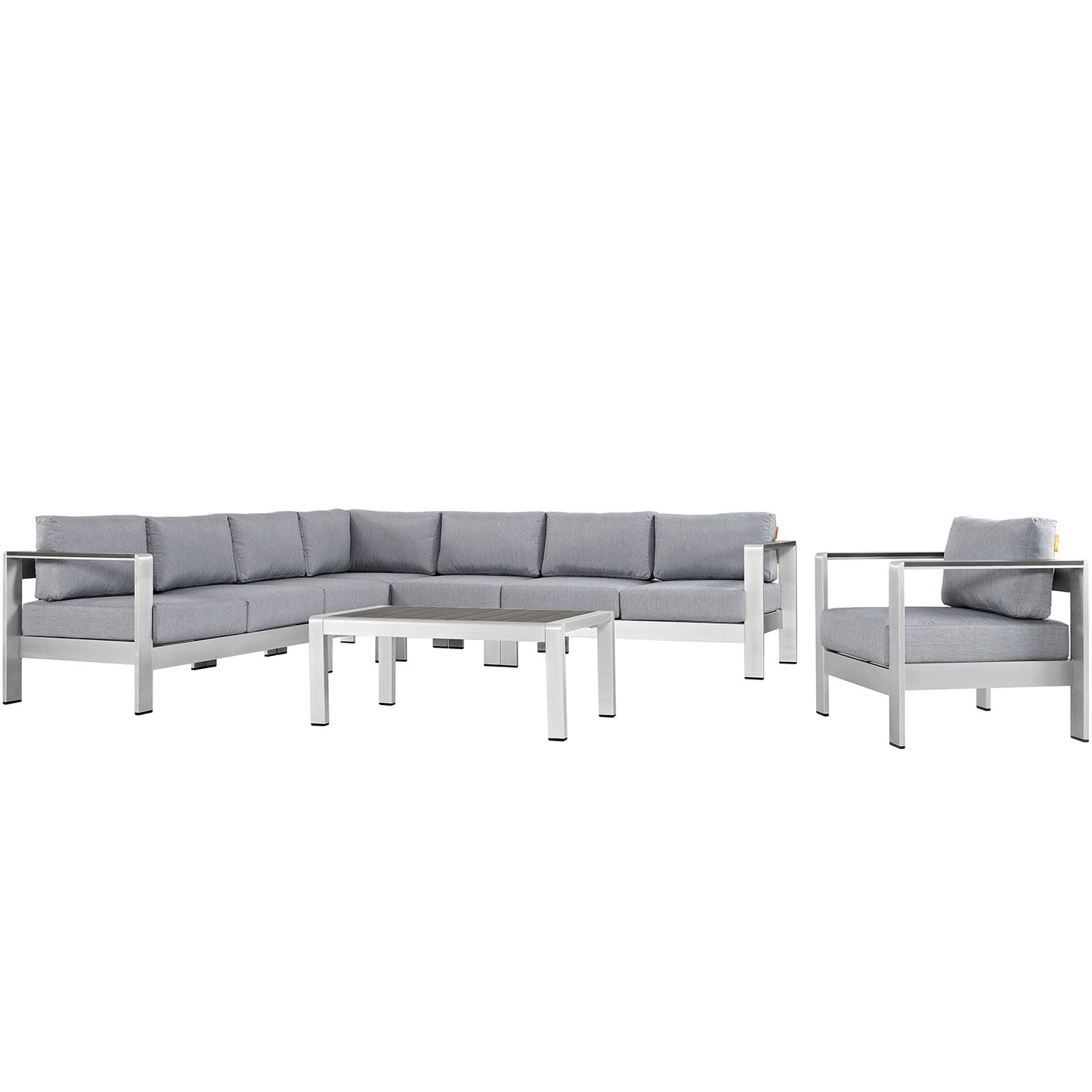Modway Shore 7 Piece Outdoor Patio Aluminum Sectional Sofa Set | Outdoor Sofas, Loveseats & Sectionals | Modishstore-34