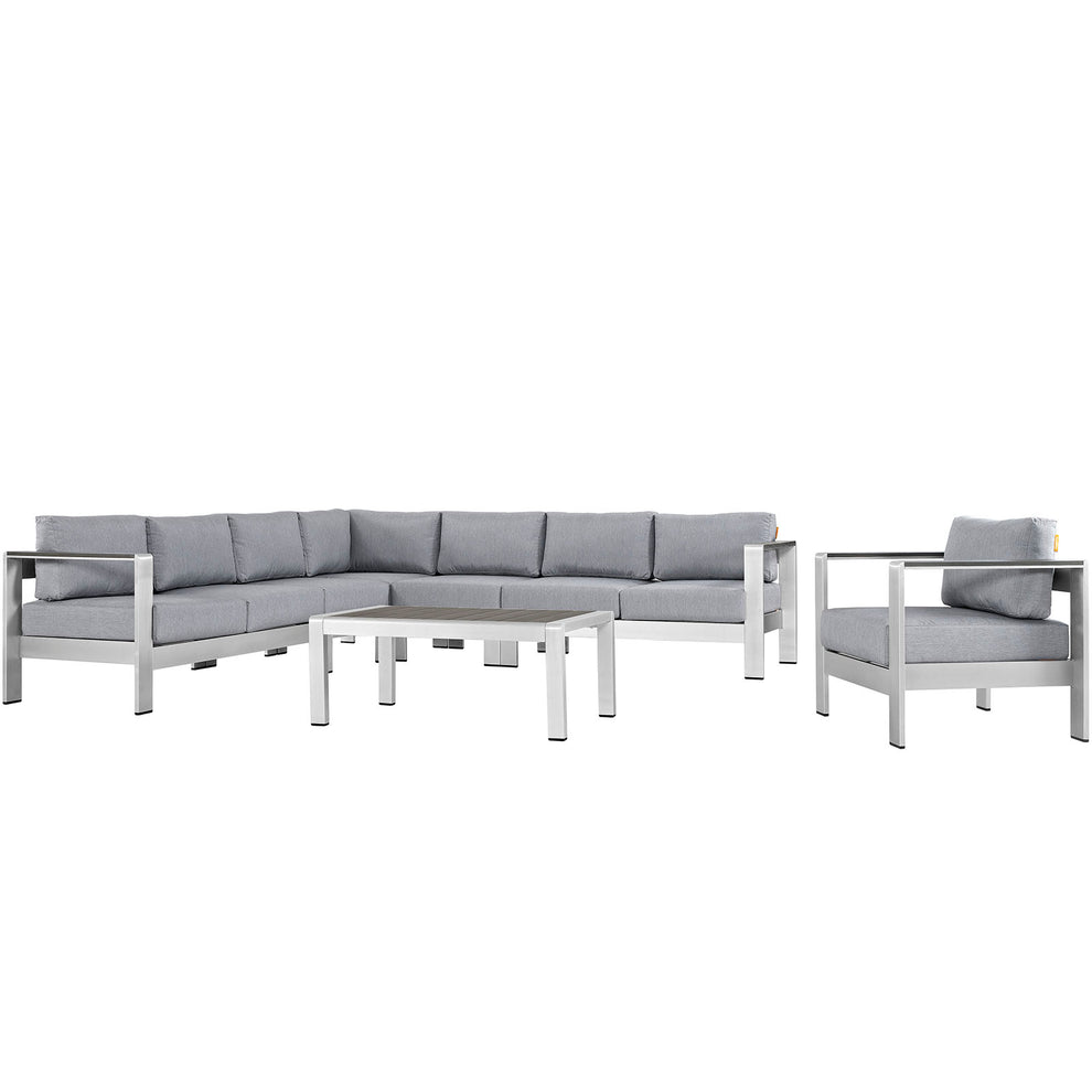 Modway Shore 7 Piece Outdoor Patio Aluminum Sectional Sofa Set - EEI-2562 | Outdoor Sofas, Loveseats & Sectionals | Modishstore - 3