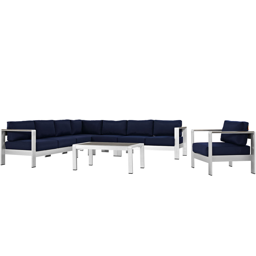 Modway Shore 7 Piece Outdoor Patio Aluminum Sectional Sofa Set - EEI-2562 | Outdoor Sofas, Loveseats & Sectionals | Modishstore - 2