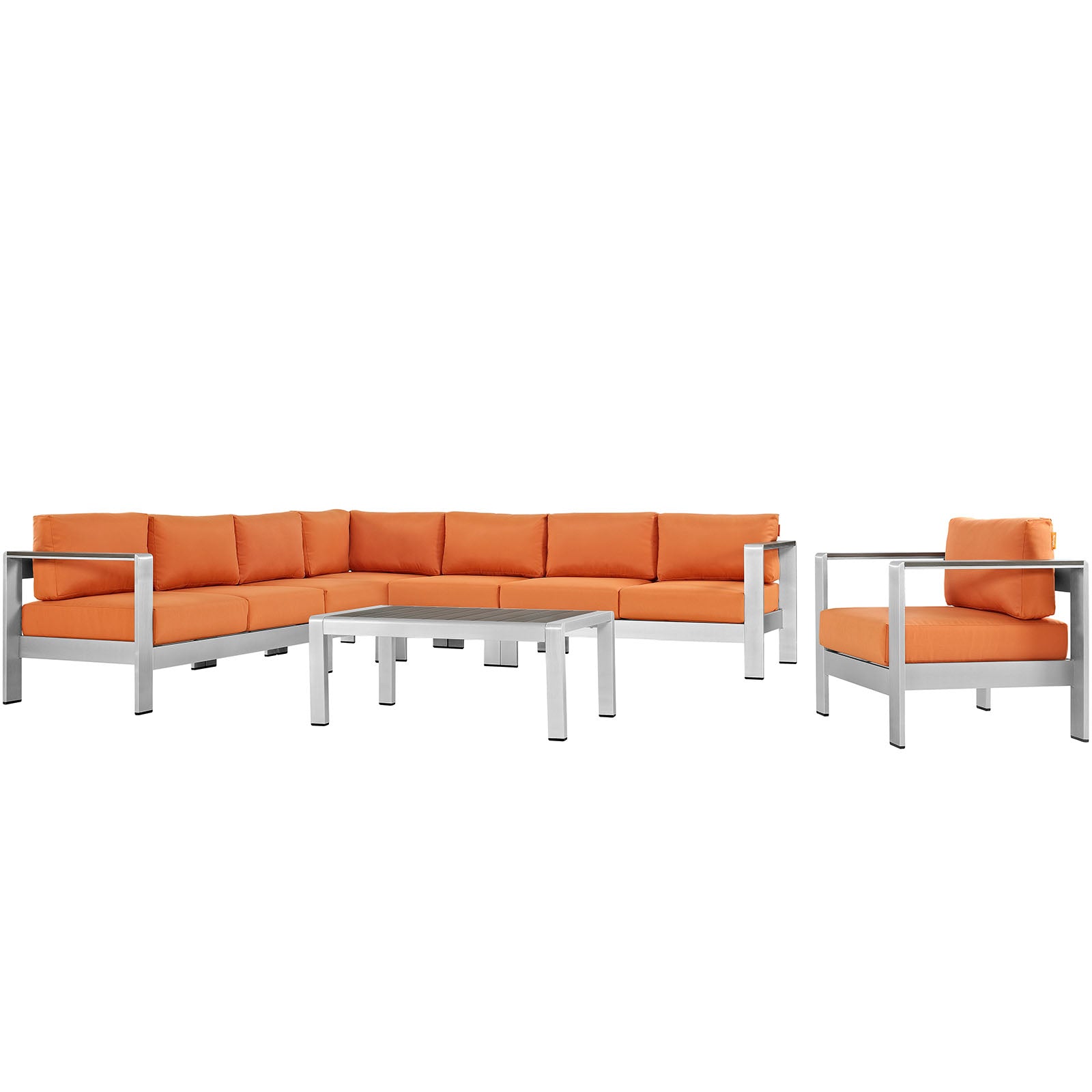 Modway Shore 7 Piece Outdoor Patio Aluminum Sectional Sofa Set | Outdoor Sofas, Loveseats & Sectionals | Modishstore-32