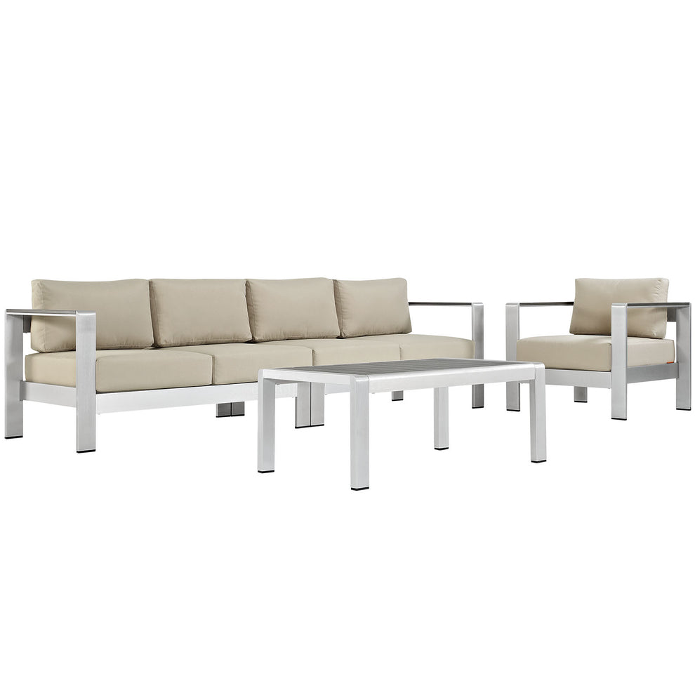 Modway EEI-2563 Shore 4 Piece Outdoor Patio Aluminum Sectional Sofa Set - EEI-2563 | Outdoor Sofas, Loveseats & Sectionals | Modishstore - 4