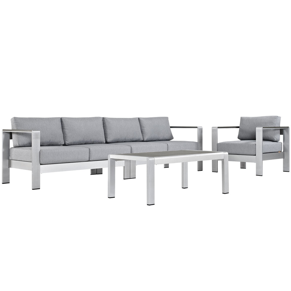 Modway EEI-2563 Shore 4 Piece Outdoor Patio Aluminum Sectional Sofa Set - EEI-2563 | Outdoor Sofas, Loveseats & Sectionals | Modishstore - 3