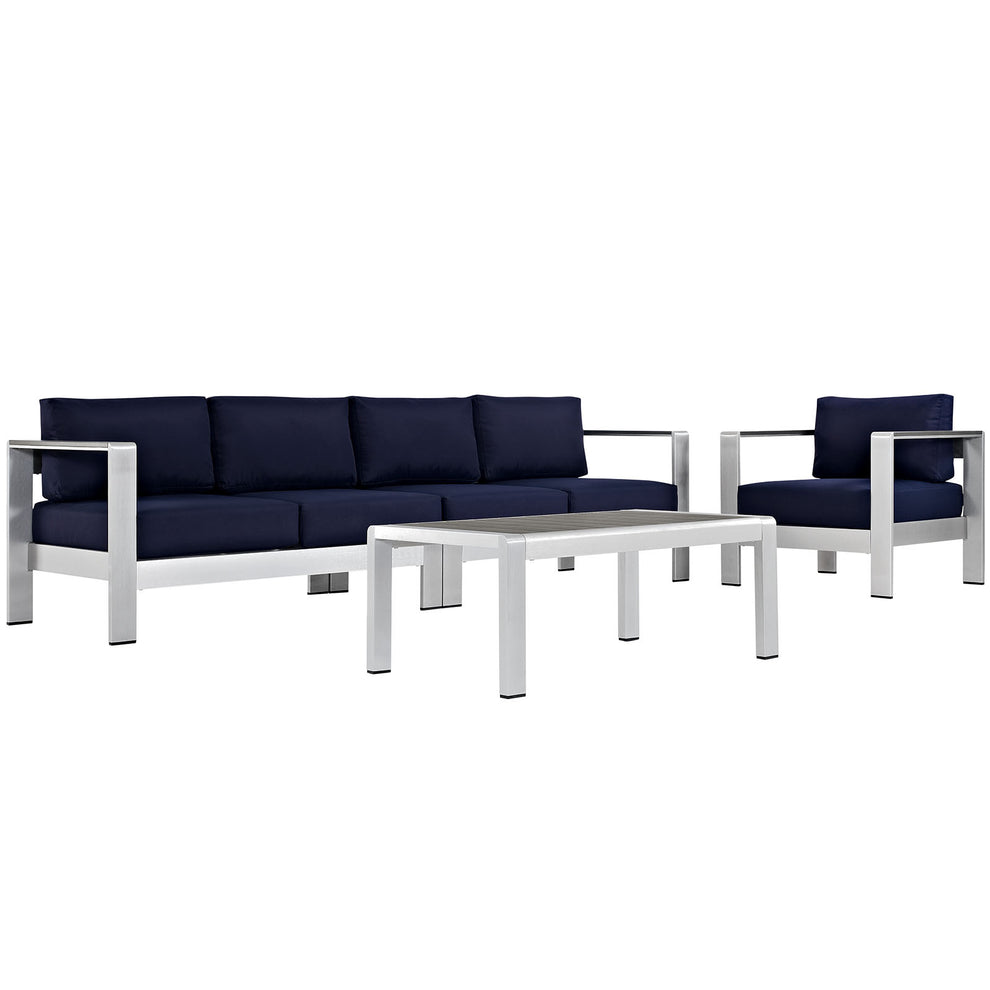 Modway EEI-2563 Shore 4 Piece Outdoor Patio Aluminum Sectional Sofa Set - EEI-2563 | Outdoor Sofas, Loveseats & Sectionals | Modishstore - 2