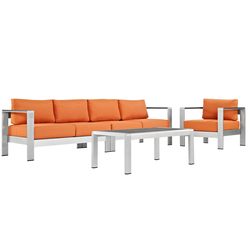 Modway EEI-2563 Shore 4 Piece Outdoor Patio Aluminum Sectional Sofa Set - EEI-2563 | Outdoor Sofas, Loveseats & Sectionals | Modishstore - 1