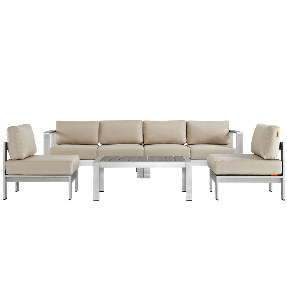 Modway EEI-2564 Shore 5 Piece Outdoor Patio Aluminum Sectional Sofa Set - EEI-2564 | Outdoor Sofas, Loveseats & Sectionals | Modishstore - 4