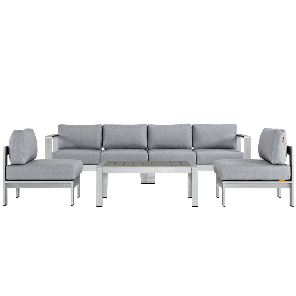 Modway EEI-2564 Shore 5 Piece Outdoor Patio Aluminum Sectional Sofa Set - EEI-2564 | Outdoor Sofas, Loveseats & Sectionals | Modishstore - 3